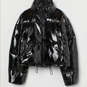 Patent Leather Short Puffer Jacket